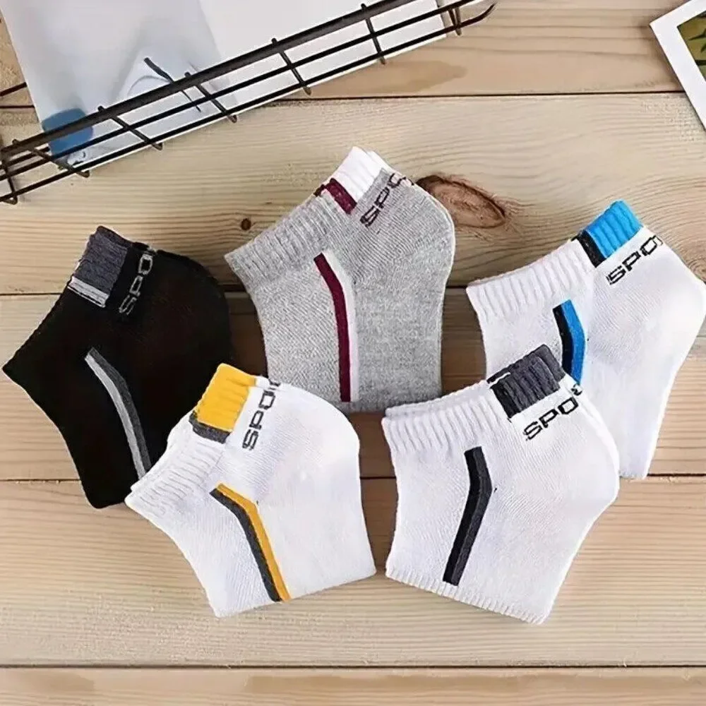 5 Pairs Graphic Socks Sport Breathable Low Cut Mixed Color One Size Unisex